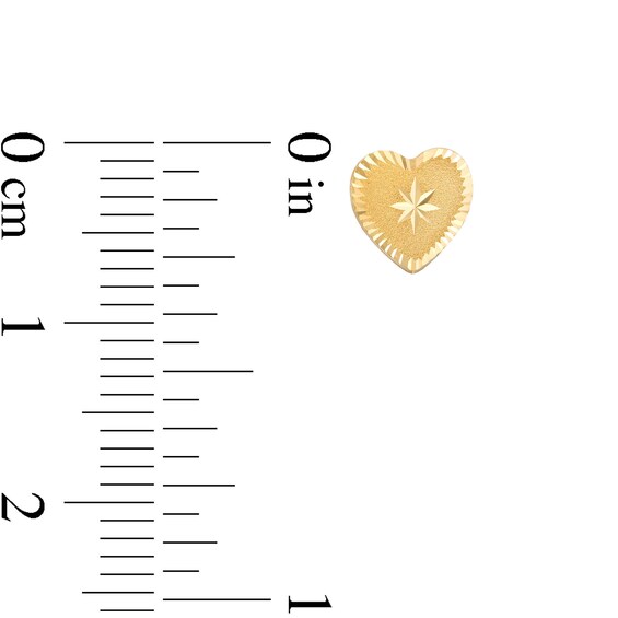 Diamond-Cut Heart-Shaped Stud Earrings in 14K Gold