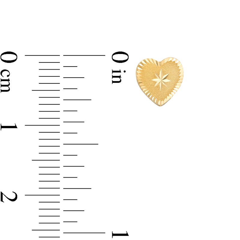 Main Image 3 of Diamond-Cut Heart-Shaped Stud Earrings in 14K Gold