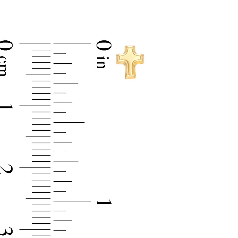 Main Image 3 of Puffed Cross Stud Earrings in 14K Gold