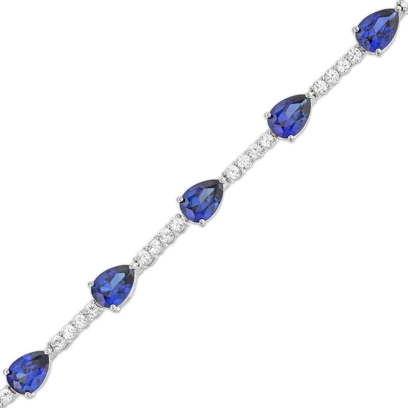 Pear-Shaped Blue Lab-Created Sapphire and White Lab-Created Sapphire ...