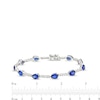 Thumbnail Image 3 of Pear-Shaped Blue Lab-Created Sapphire and White Lab-Created Sapphire Station Line Bracelet in Sterling Silver - 7.25"