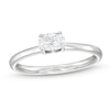 Thumbnail Image 1 of 1/2 CT. Oval Diamond Sideways Solitaire Ring in 14K White Gold (I/I2)