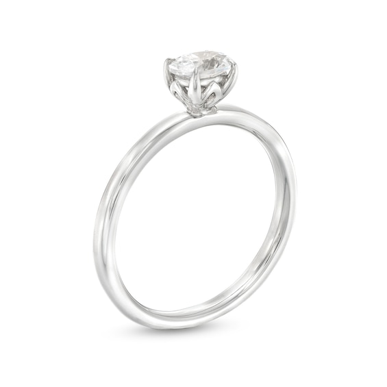 1/2 CT. Oval Diamond Sideways Solitaire Ring in 14K White Gold (I/I2)