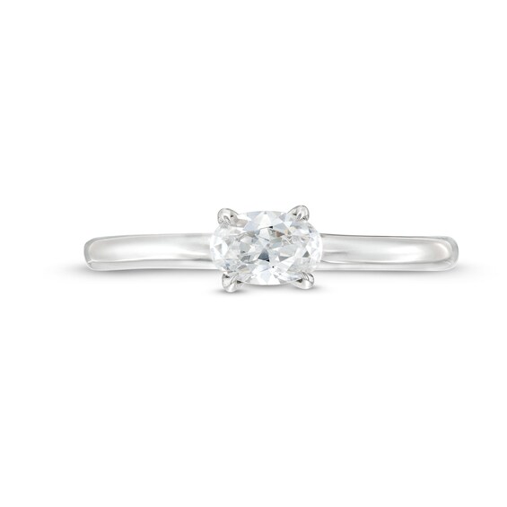 1/2 CT. Oval Diamond Sideways Solitaire Ring in 14K White Gold (I/I2)