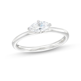 1/2 CT. Marquise Diamond Sideways Solitaire Ring in 14K White Gold (I/I2)