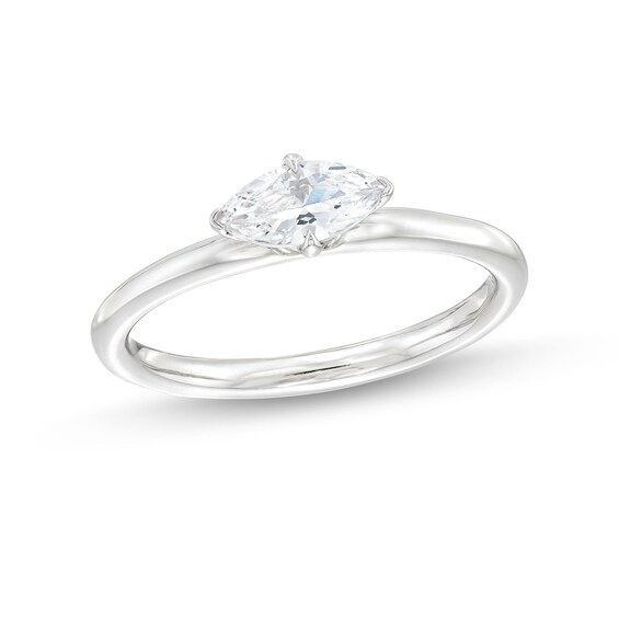 1/2 CT. Marquise Diamond Sideways Solitaire Ring in 14K White Gold (I/I2)