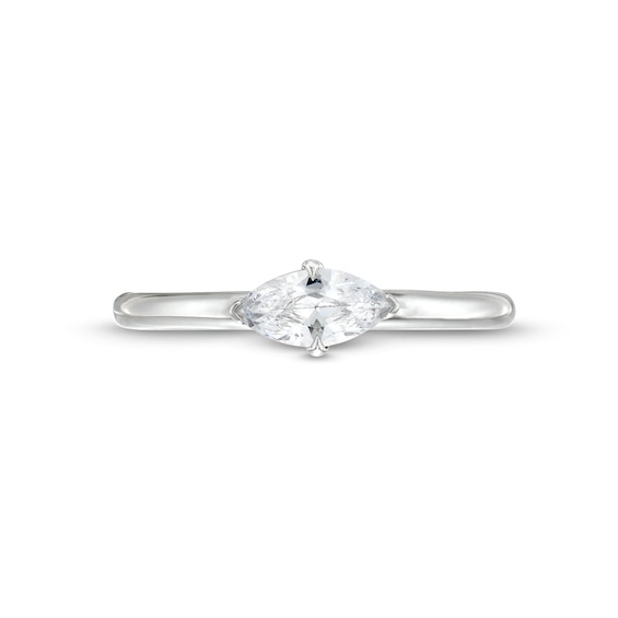 1/2 CT. Marquise Diamond Sideways Solitaire Ring in 14K White Gold (I/I2)
