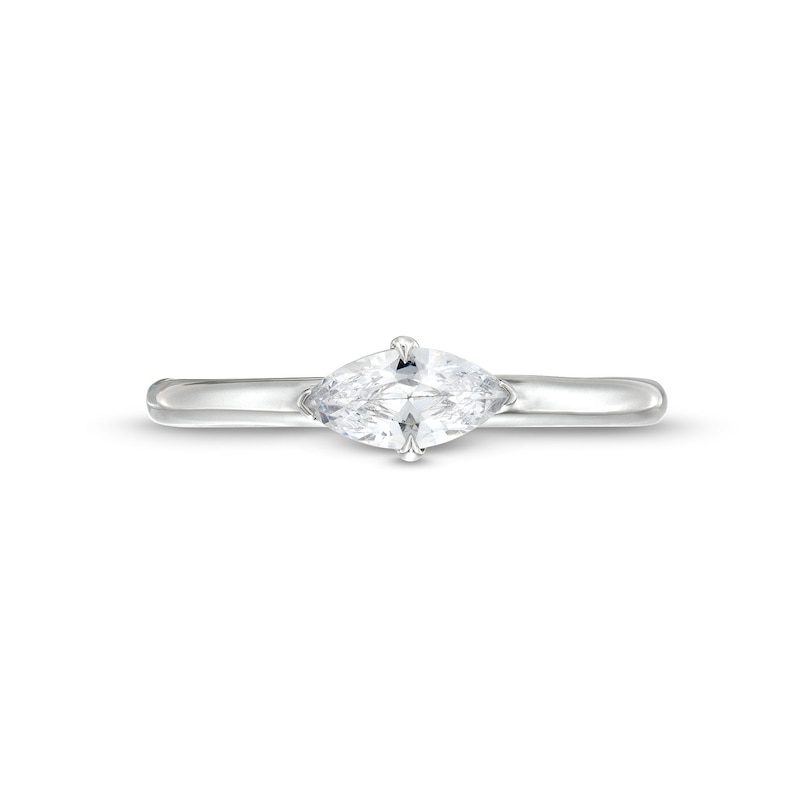 Main Image 4 of 1/2 CT. Marquise Diamond Sideways Solitaire Ring in 14K White Gold (I/I2)