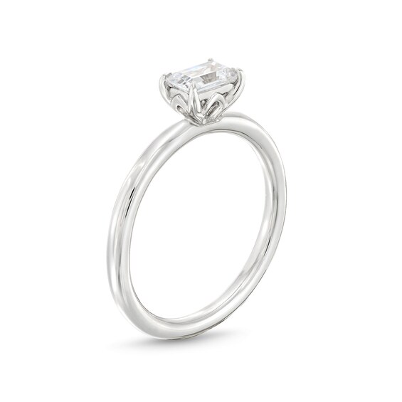 1/2 CT. Emerald-Cut Diamond Sideways Solitaire Ring in 14K White Gold (I/I2)