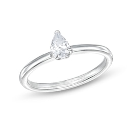 1/2 CT. Pear-Shaped Diamond Solitaire Ring in 14K White Gold (I/I2)