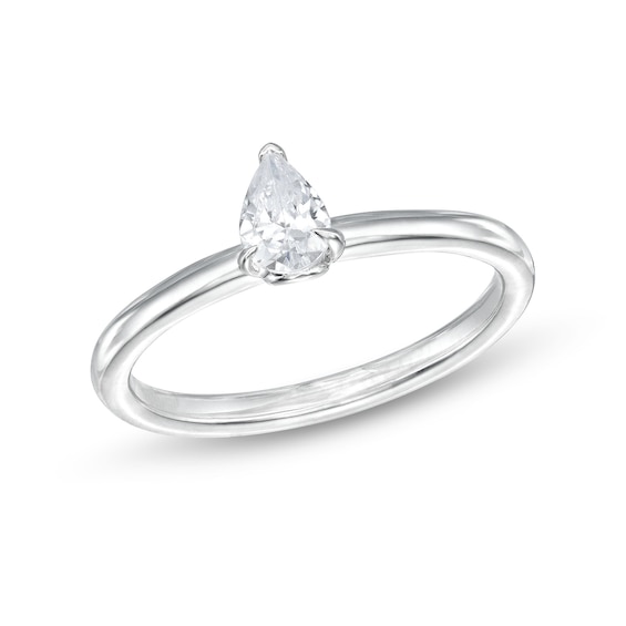 1/2 CT. Pear-Shaped Diamond Solitaire Ring in 14K White Gold (I/I2)
