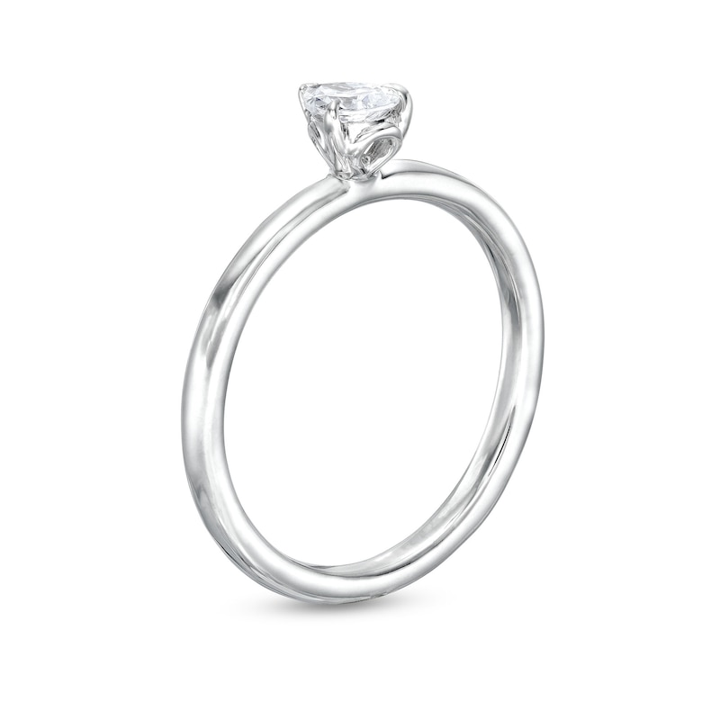 Main Image 3 of 1/2 CT. Pear-Shaped Diamond Solitaire Ring in 14K White Gold (I/I2)