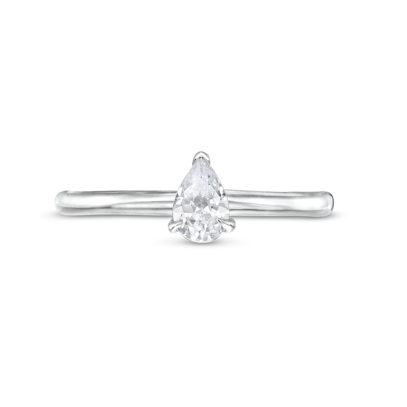 Main Image 4 of 1/2 CT. Pear-Shaped Diamond Solitaire Ring in 14K White Gold (I/I2)