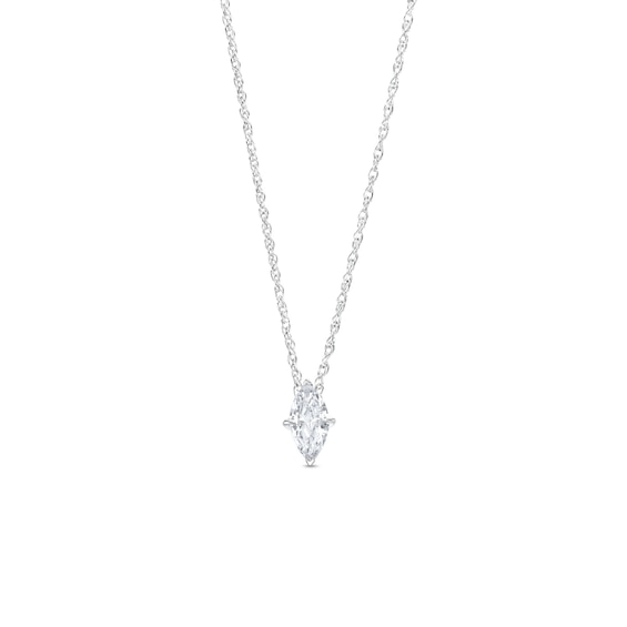 1/2 CT. Marquise Diamond Solitaire Pendant in 14K White Gold (I/I2)