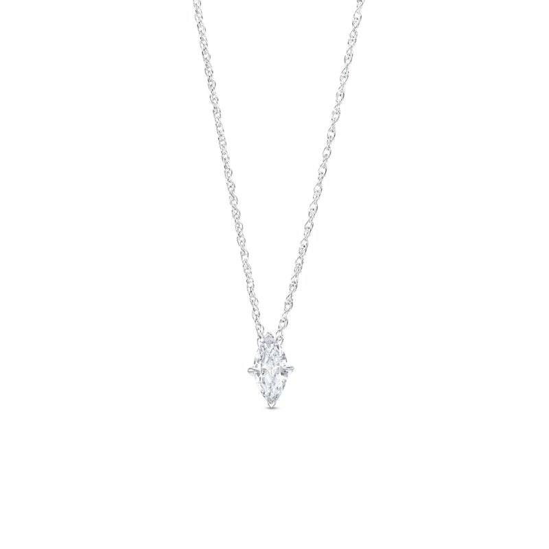 Main Image 1 of 1/2 CT. Marquise Diamond Solitaire Pendant in 14K White Gold (I/I2)