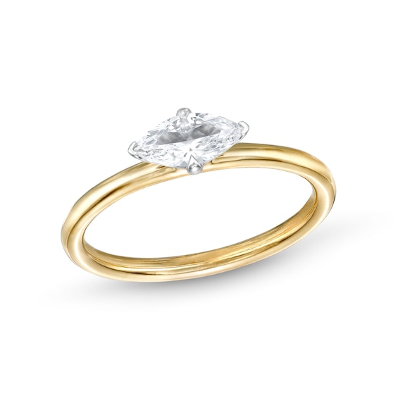 1/2 CT. Marquise Diamond Sideways Solitaire Ring in 14K Two-Tone Gold (I/I2)