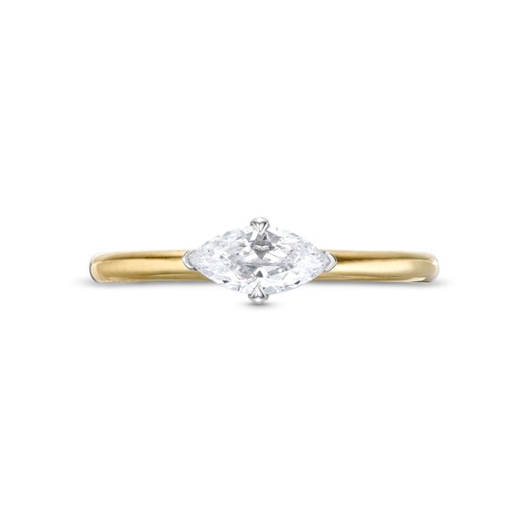 1/2 CT. Marquise Diamond Sideways Solitaire Ring in 14K Two-Tone Gold (I/I2)