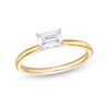 Thumbnail Image 1 of 1/2 CT. Emerald-Cut Diamond Sideways Solitaire Ring in 14K Two-Tone Gold (I/I2)