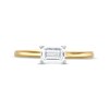 Thumbnail Image 4 of 1/2 CT. Emerald-Cut Diamond Sideways Solitaire Ring in 14K Two-Tone Gold (I/I2)