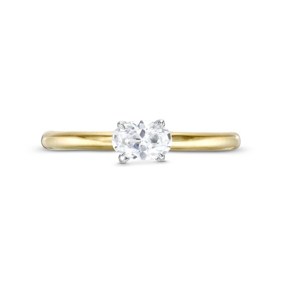1/2 CT. Oval Diamond Sideways Solitaire Ring in 14K Two-Tone Gold (I/I2)