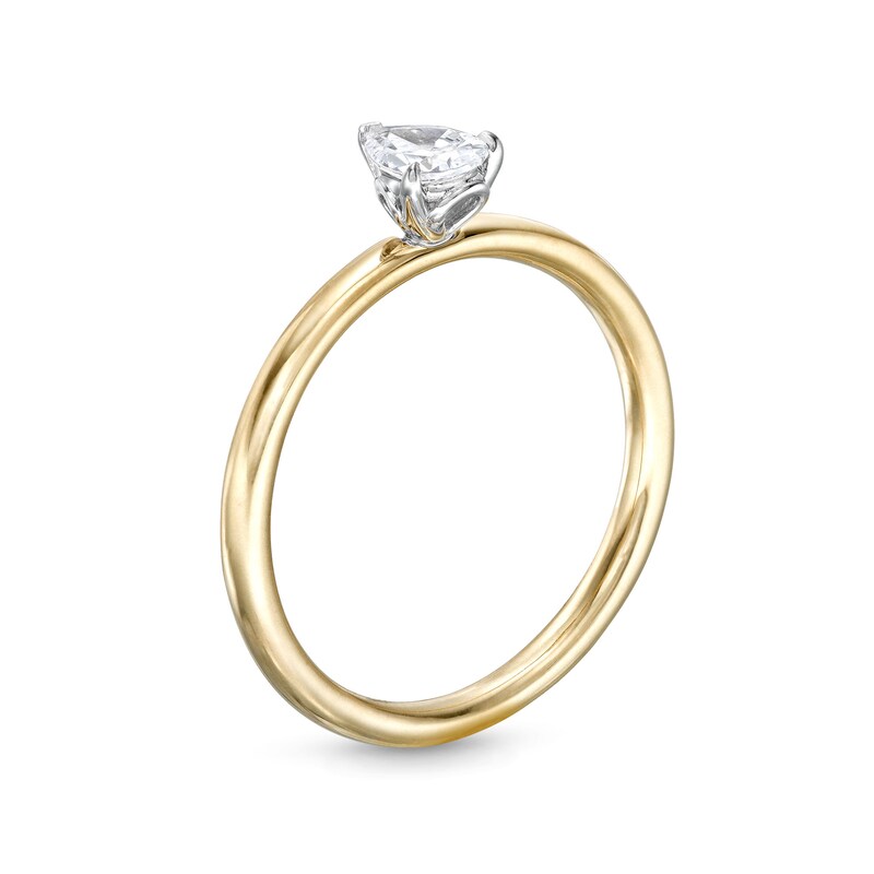 Main Image 3 of 1/2 CT. Pear-Shaped Diamond Solitaire Ring in 14K Two-Tone Gold (I/I2)