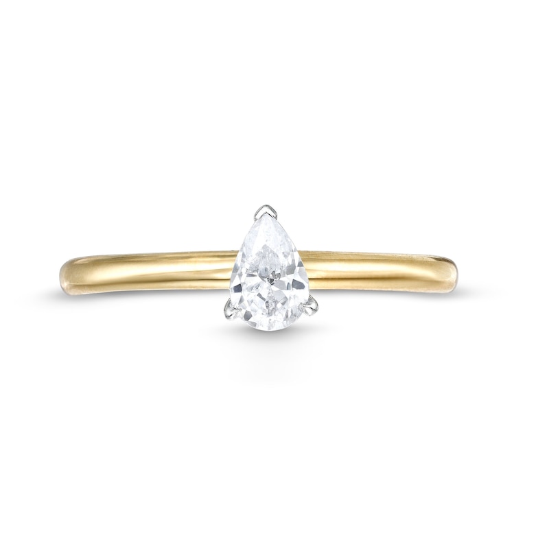 Main Image 4 of 1/2 CT. Pear-Shaped Diamond Solitaire Ring in 14K Two-Tone Gold (I/I2)