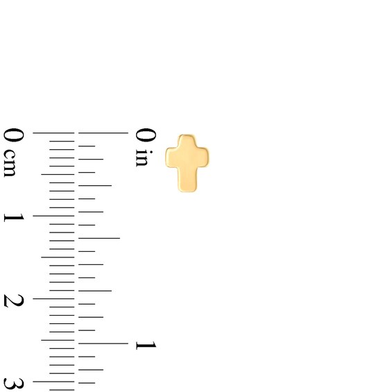 Rounded Cross Stud Earrings in 14K Gold