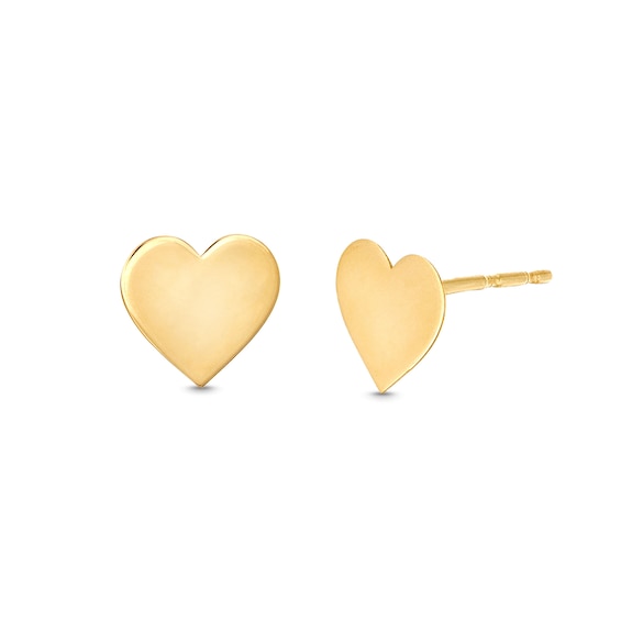 Polished Heart Stud Earrings in 14K Gold