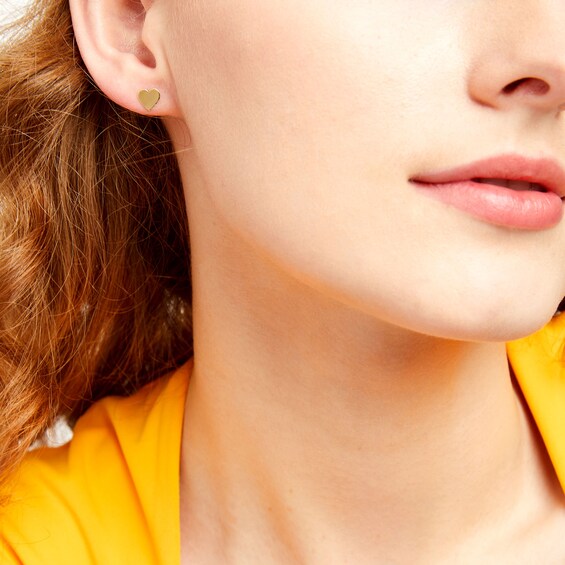 Polished Heart Stud Earrings in 14K Gold