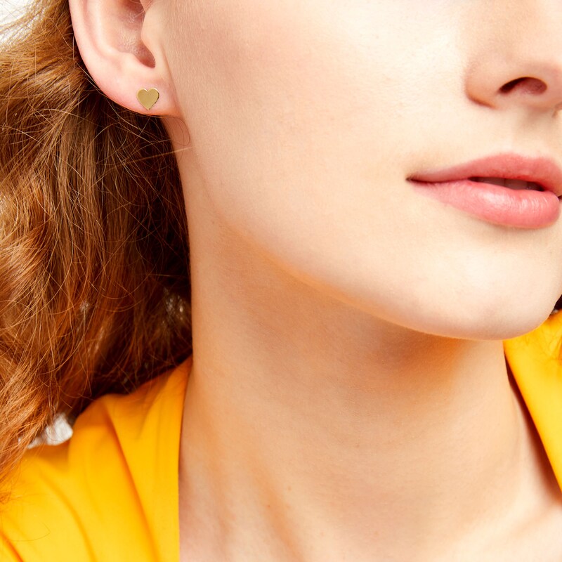 Main Image 2 of Polished Heart Stud Earrings in 14K Gold