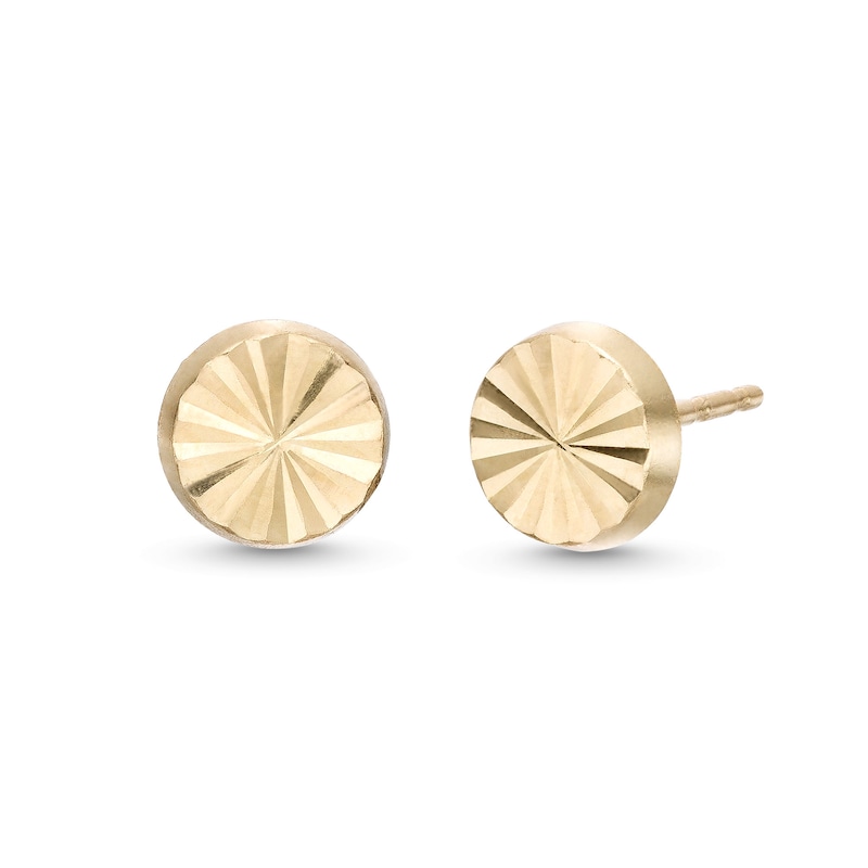 Main Image 1 of Diamond-Cut Circle Stud Earrings in Hollow 14K Gold