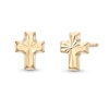 Thumbnail Image 1 of Diamond-Cut Cross Stud Earrings in Hollow 14K Gold