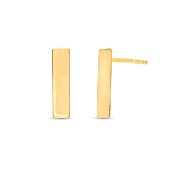 Polished Bar Stud Earrings in 14K Gold