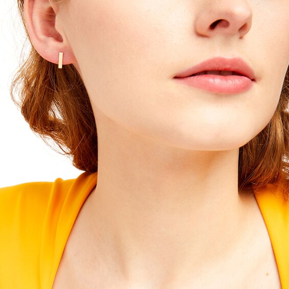 Polished Bar Stud Earrings in 14K Gold