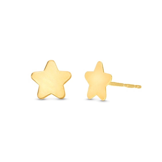 Rounded Star Stud Earrings in 14K Gold