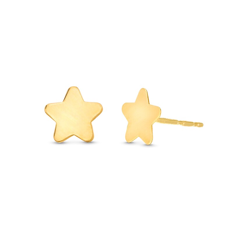 Main Image 1 of Rounded Star Stud Earrings in 14K Gold