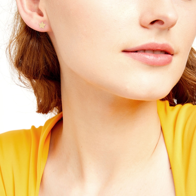 Main Image 2 of Rounded Star Stud Earrings in 14K Gold