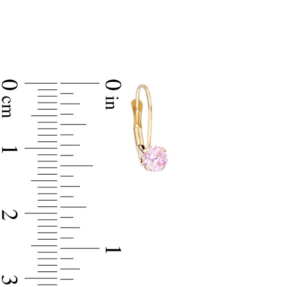 Child's 4.0mm Pink Cubic Zirconia Drop Earrings in 14K Gold