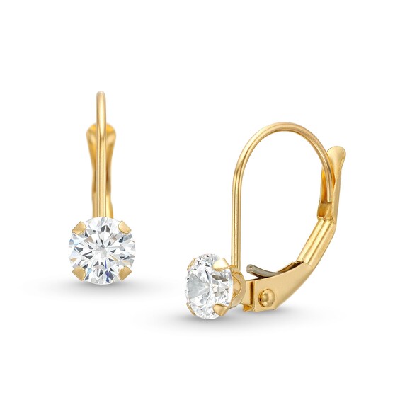 Child's 4.0mm Cubic Zirconia Drop Earrings in 14K Gold