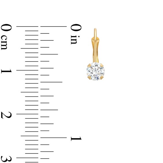 Child's 4.0mm Cubic Zirconia Drop Earrings in 14K Gold