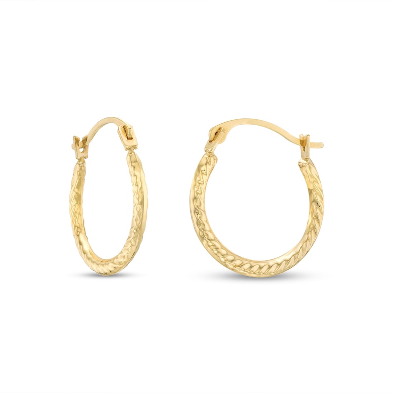 Child's 15.0mm Rope Edge Hoop Earrings in Hollow 14K Gold