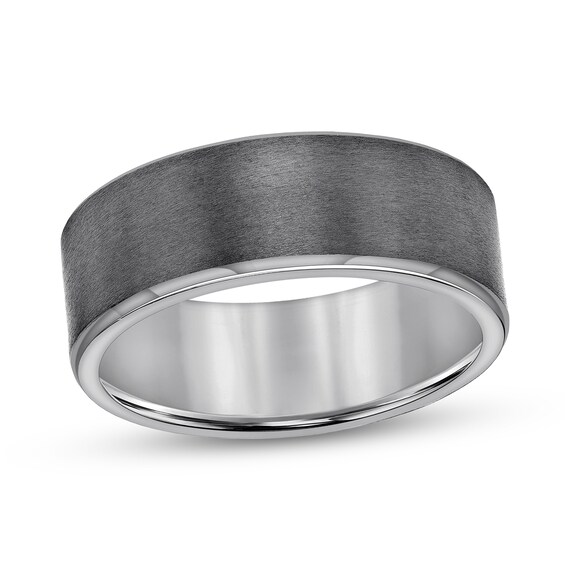 Menâs 8.0mm Brushed Engravable Wedding Band in Tantalum (1 Line) - Size 10