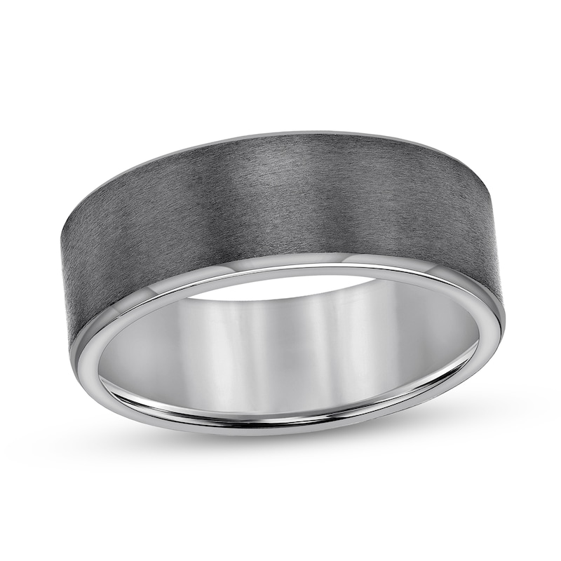 Main Image 1 of Men’s 8.0mm Brushed Engravable Wedding Band in Tantalum (1 Line) - Size 10