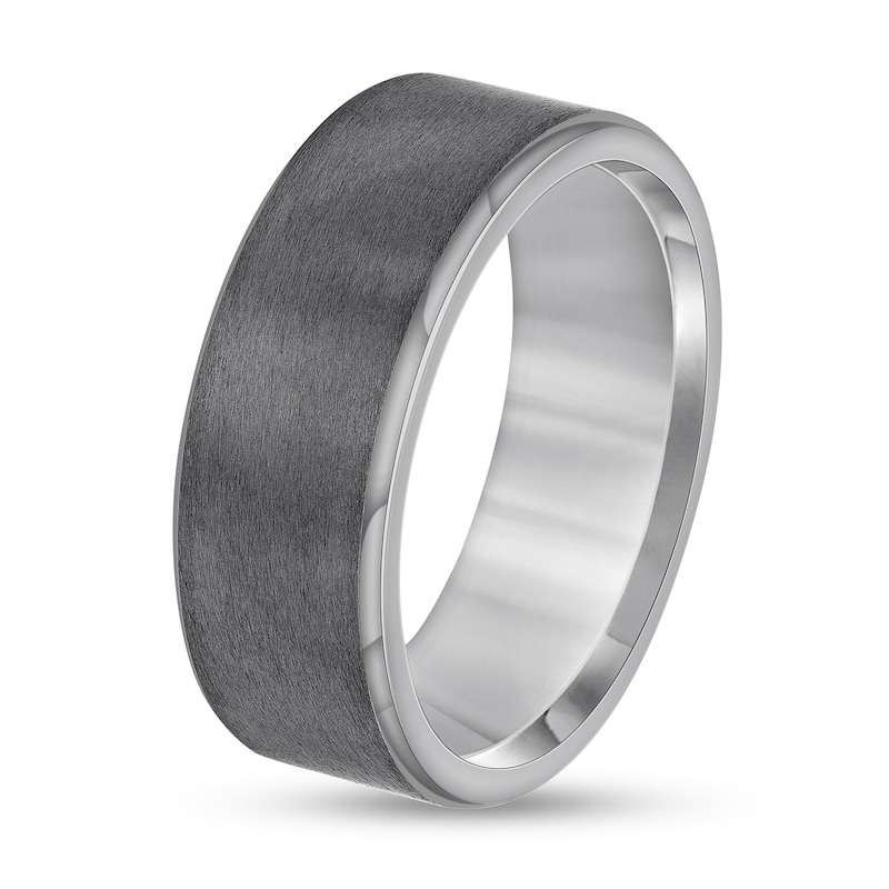 Main Image 2 of Men’s 8.0mm Brushed Engravable Wedding Band in Tantalum (1 Line) - Size 10