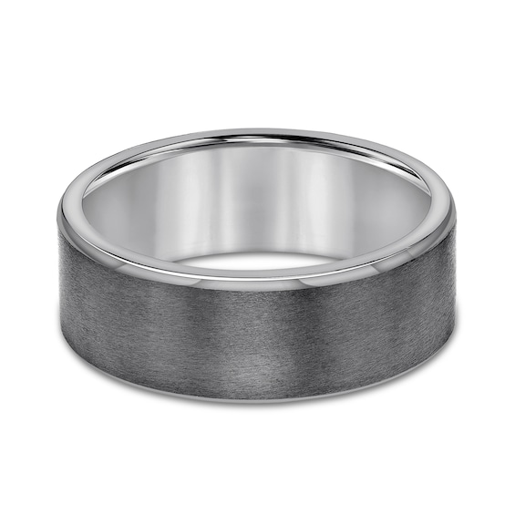 Menâs 8.0mm Brushed Engravable Wedding Band in Tantalum (1 Line) - Size 10