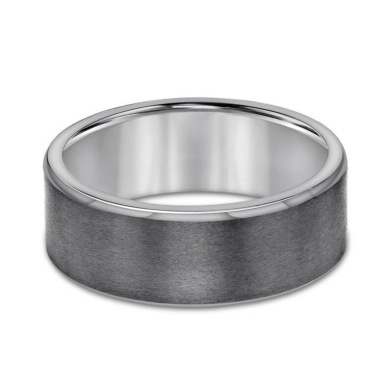 Main Image 3 of Men’s 8.0mm Brushed Engravable Wedding Band in Tantalum (1 Line) - Size 10