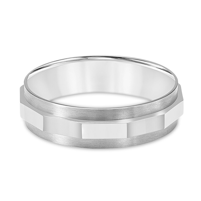 Main Image 3 of Men’s 6.0mm Faceted Stripe Engravable Wedding Band in Titanium (1 Line) - Size 10