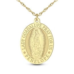 Engravable Oval "Our Lady of Guadalupe Pray for Us" Pendant (1 Line and Language)