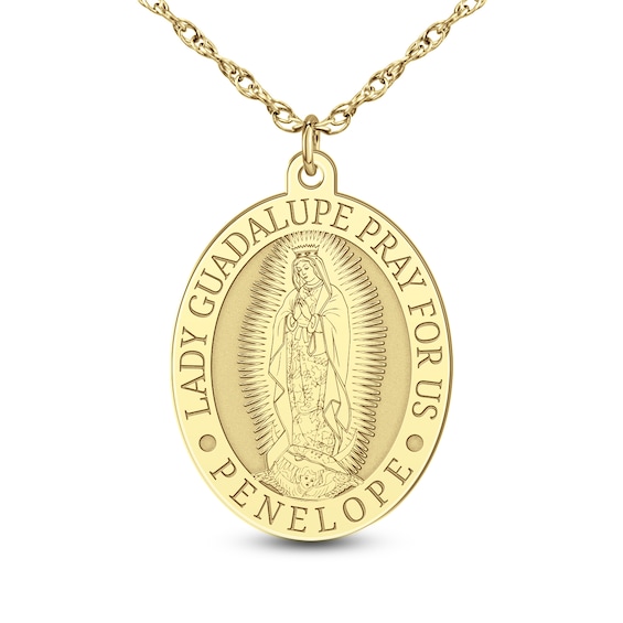 Engravable Oval "Our Lady of Guadalupe Pray for Us" Pendant (1 Line and Language)