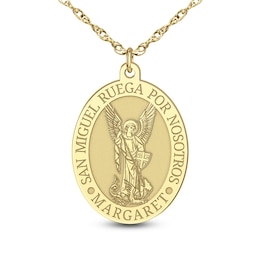Engravable Oval "Saint Michael Pray for Us" Pendant (1 Line and Language)
